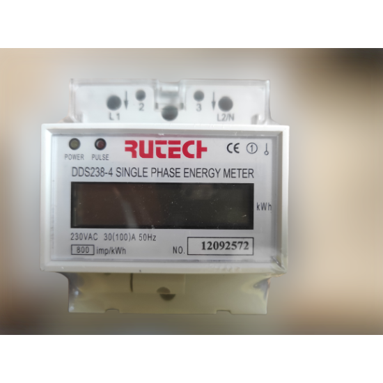 RUTECH Μονοφασικός Ενεργειακός Μετρητής 220VAC 100Amp 50Hz Κιλοβατώρα kWh, ψηφιακή οθόνη LCD