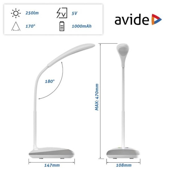 Επιτραπέζιο φωτιστικό LED Avide Ben RGB Λευκό 4W