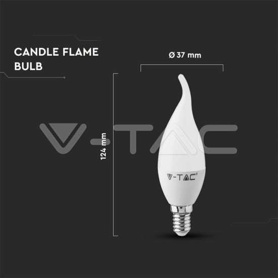 LED Λάμπα 4W ντουί E14 Κεράκι Φλόγα Φώς ημέρας 4000K