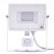 V-TAC VT-20-S Στεγανός Προβολέας IP65 Ισχύος 20W με Αισθητήρα Κίνησης και Ψυχρό Λευκό Φως σε Λευκό χρώμα 450