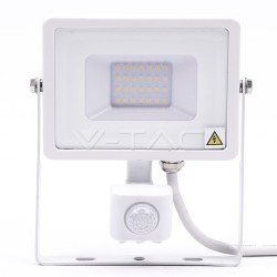 V-TAC VT-20-S Στεγανός Προβολέας IP65 Ισχύος 20W με Αισθητήρα Κίνησης και Ψυχρό Λευκό Φως σε Λευκό χρώμα 450