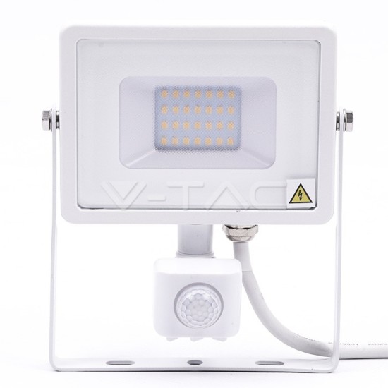 V-TAC VT-20-S Στεγανός Προβολέας IP65 Ισχύος 20W με Αισθητήρα Κίνησης και Ψυχρό Λευκό Φως σε Λευκό χρώμα 450