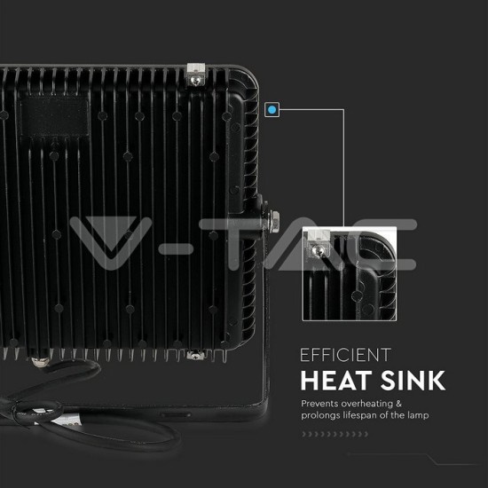 V-TAC Στεγανός Προβολέας IP65 Ισχύος 150W με Ψυχρό Λευκό Φως σε Μαύρο χρώμα 477