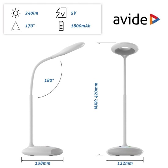 Επιτραπέζιο φωτιστικό LED Avide RGB Λευκό 4W